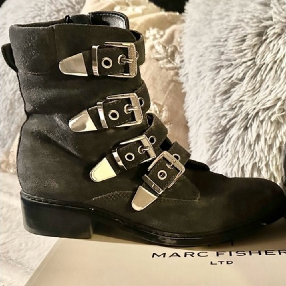 Marc Fisher Dark Grey Boots.  9 M Style Diante.  Comes with box